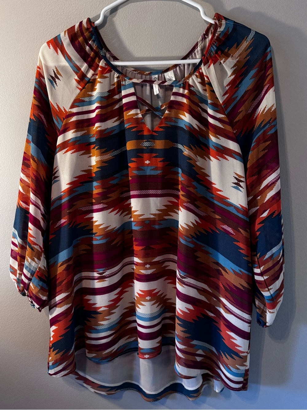 Cato Aztec Print Tunic - Rust, Navy, Cream, Teal